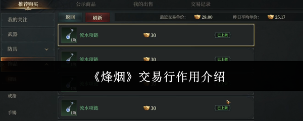 《烽烟》交易行作用介绍