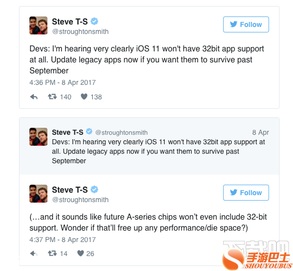 开发者透露:苹果iOS11将完全停止支持32位应用